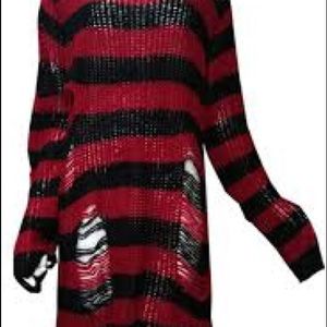Killstar Freddy Krueger Gothic Punk Striped Oversized Knit Sweater L